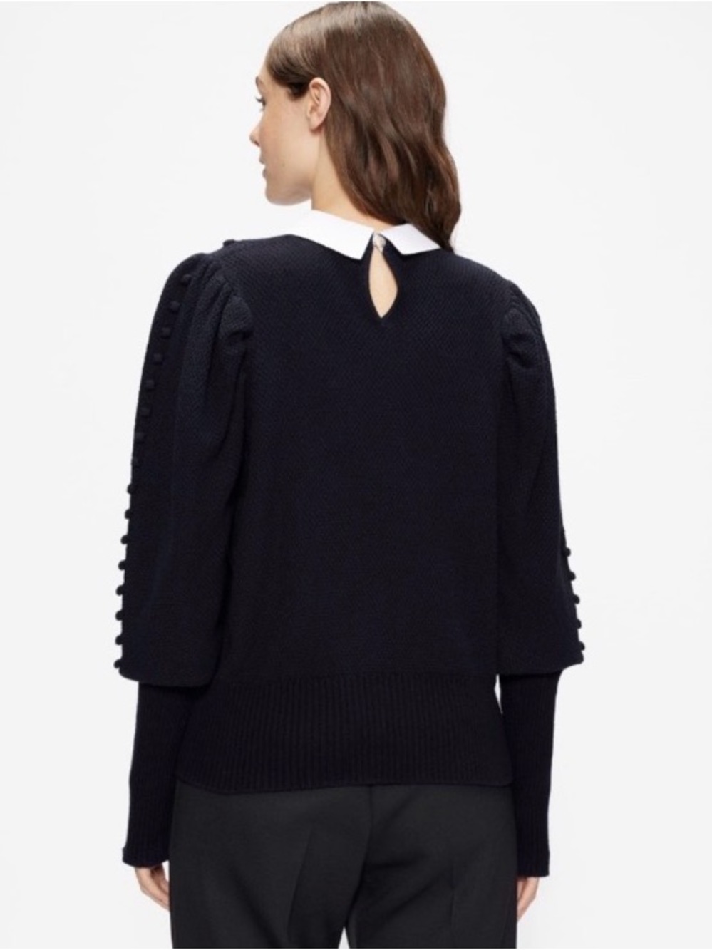 Ted Baker Navy Aledina Puff Sleeve Sweater - Picture 2 of 9